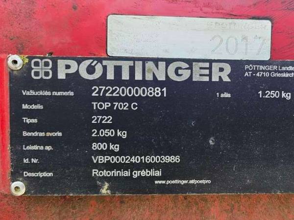 Валкоутворювач Pottinger TOP 702 С (2017)